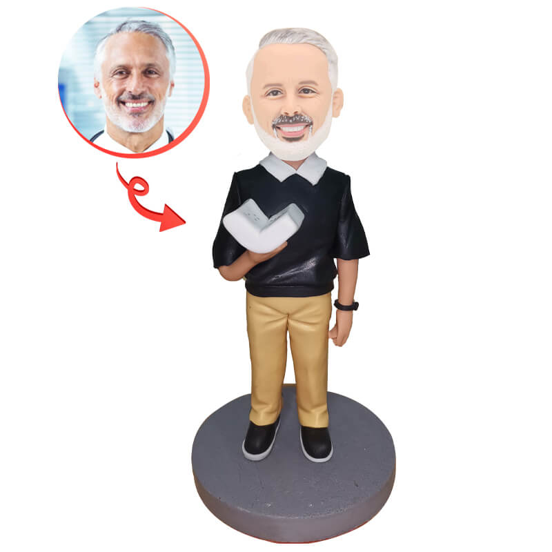 Custom Male Reader Teacher Writer Bobblehead - Personalized Figurine for Book Lovers, Educators & Writers - Perfect for Desks, Gifts & Office Decor
