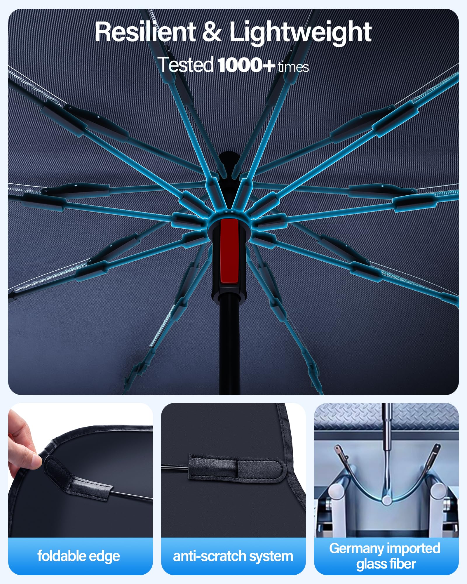 2024 Upgraded Car Windshield Sun Shade - Foldable UV Block Sunshade with 360° Rotating Handle | Nano Ice Crystal Cooling Technology | Universal Fit for Sedans (57x31 inches) | Perfect for Summer Parking & Heat Protection