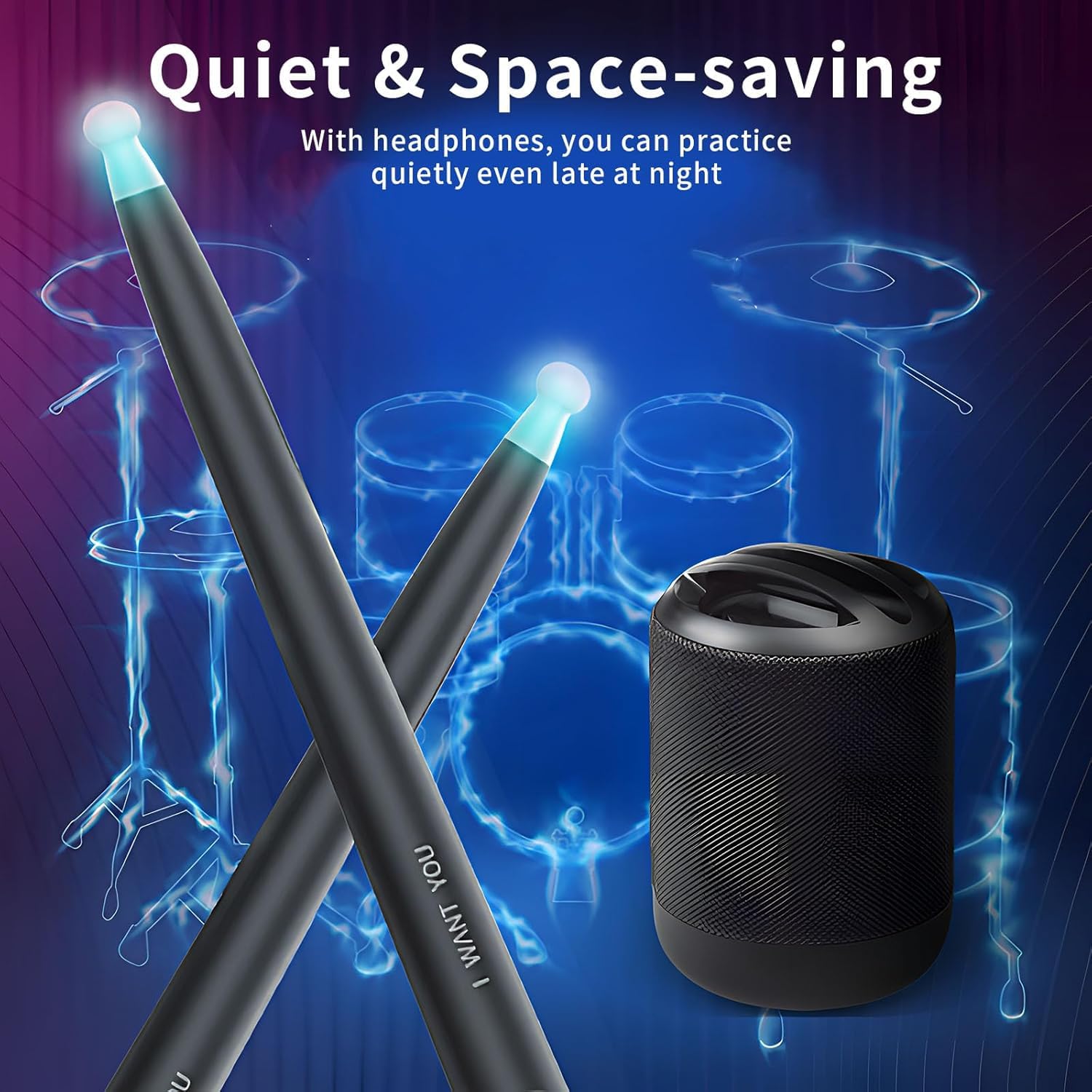 OBEST Electronic Air Drum Set - Portable & Quiet MIDI Drum Kit with USB for Kids & Adults - Perfect for Beginners, Practice, Home Use & Gifts