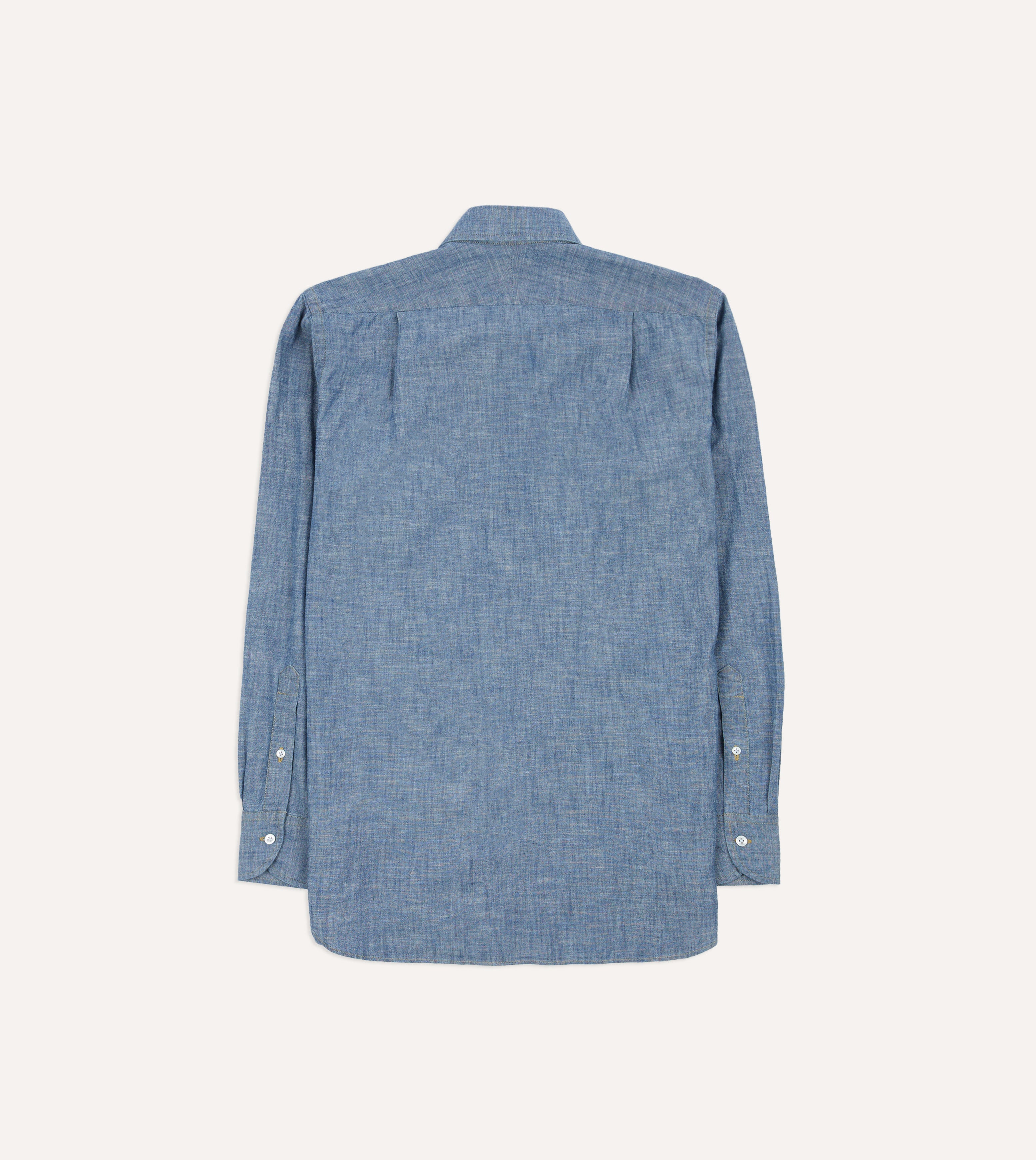 Blue Chambray Long Point Collar Shirt for Men - Casual Button Down Dress Shirt - Office Wear & Smart Casual Outfits
