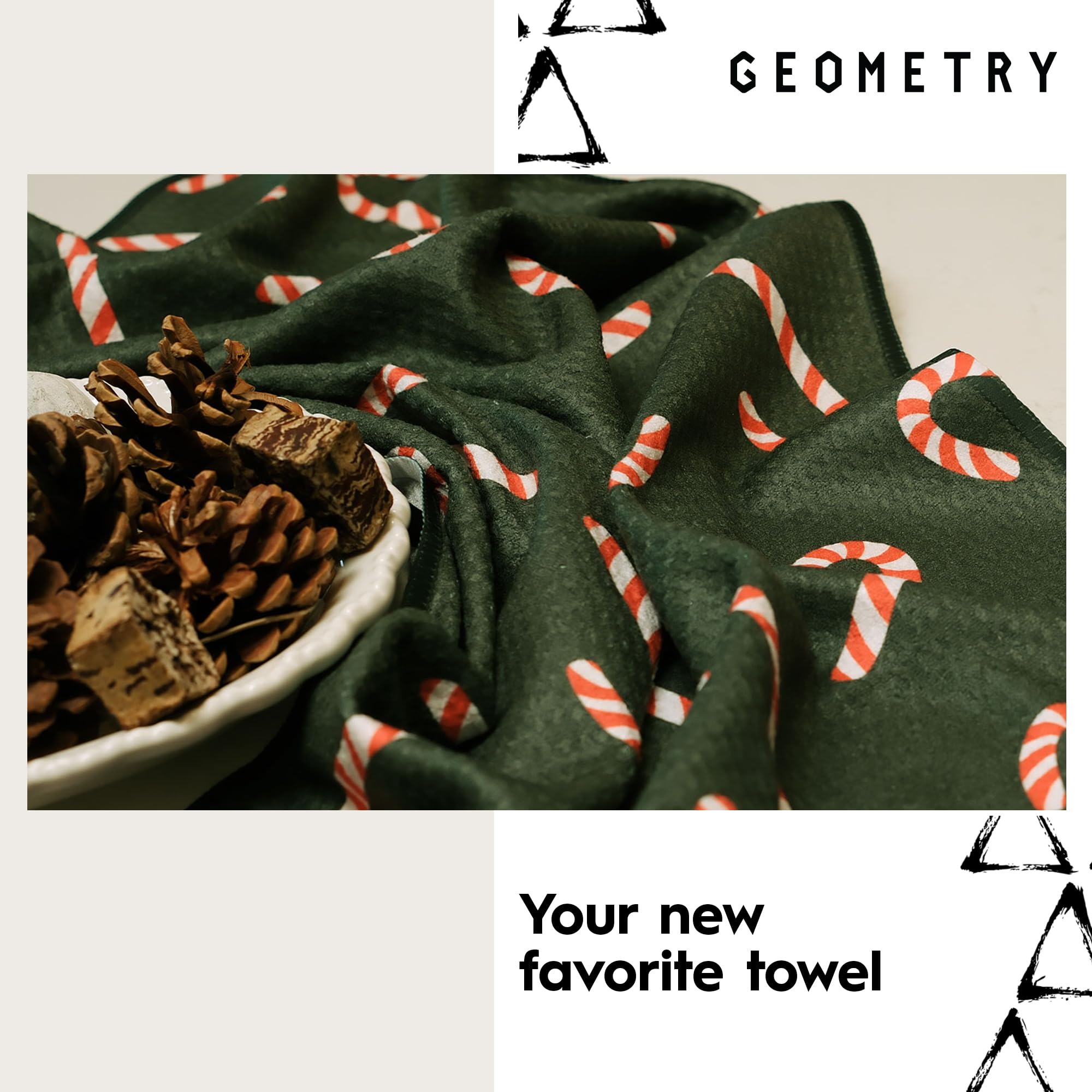 GEOMETRY Christmas Kitchen Towels - Quick Dry Microfiber Dish Cloths for Drying Dishes, Countertops, and Glassware - Premium Absorbent Towel (David's Star, 1 Pack) - Perfect for Holiday Cooking and Cleaning