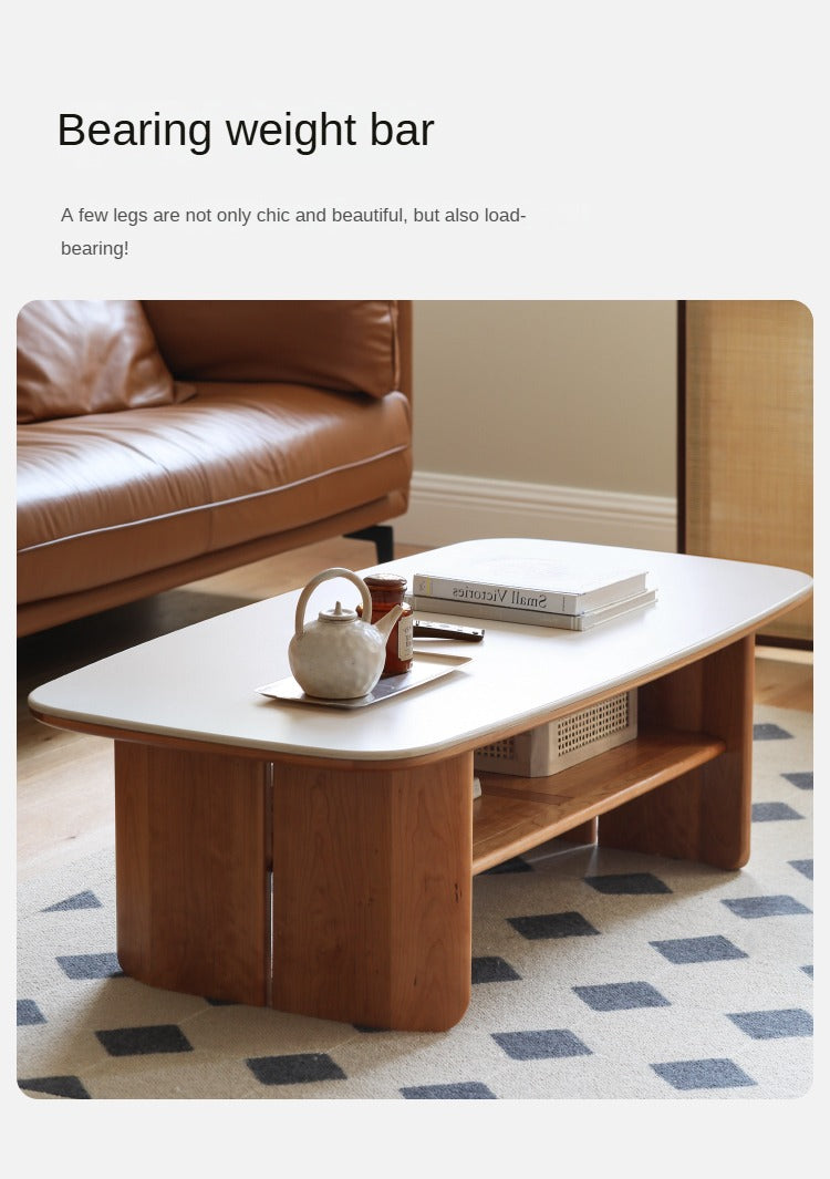 Premium Black Walnut & Cherry Solid Wood Coffee Table - Handcrafted Rustic Modern Living Room Centerpiece for Home Decor & Entertainment Spaces