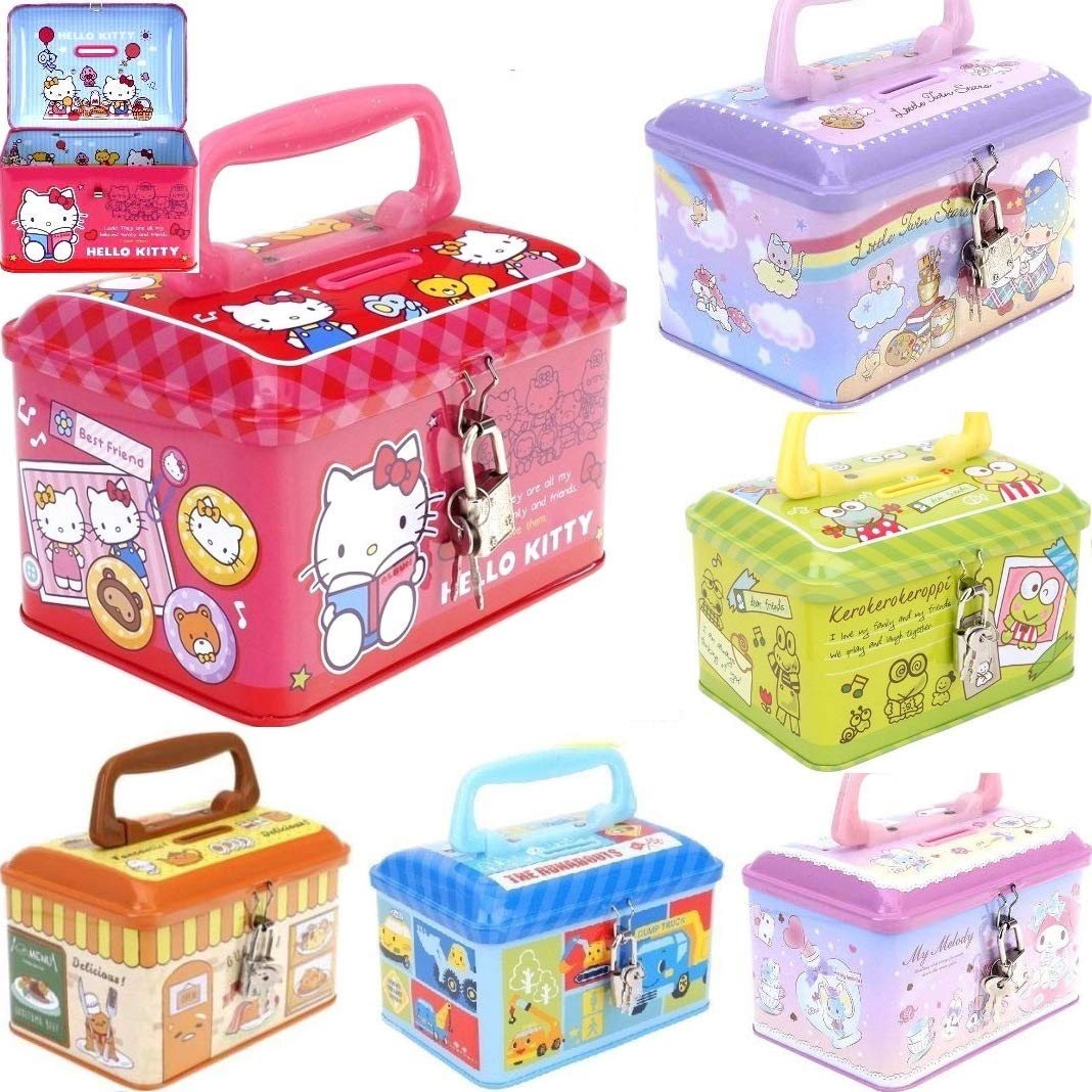 Ellon Little Twin Stars Metal Money Coin Bank with Lock & Handle - Secure Savings Box for Kids & Collectors - Perfect for Birthday Gifts, Piggy Bank Alternative & Home Decor