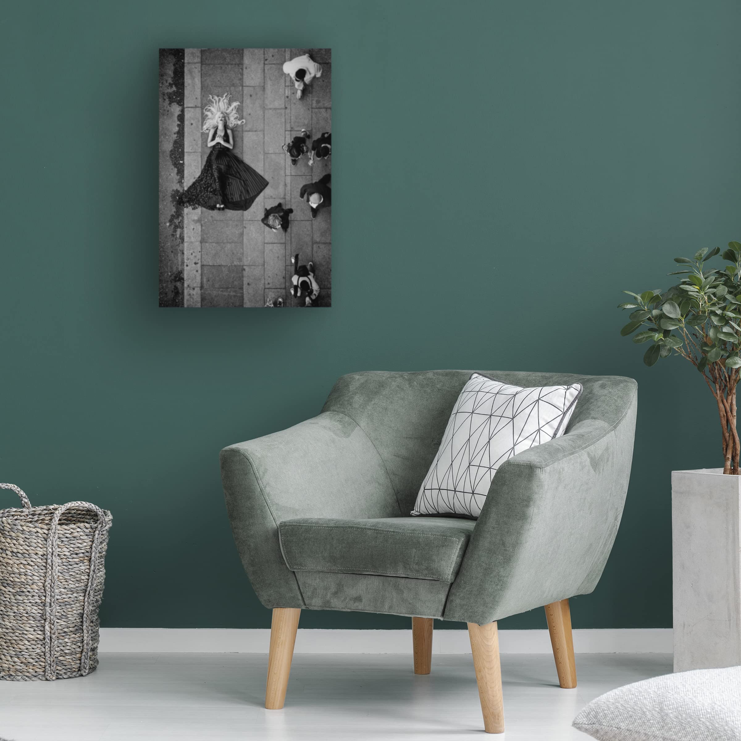 Trademark Fine Art 'Sidewalk, A Daily Life Perspective' Canvas Wall Art Print by Alejandro Marcos - Urban Street Scene Painting for Living Room, Bedroom & Office Decor