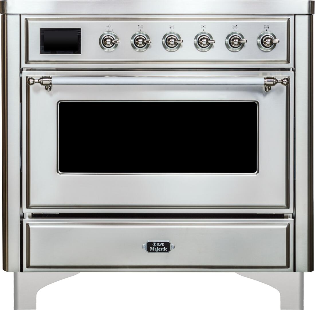 ILVE Majestic II 36 Inch Electric Range - Stainless Steel with Chrome Trim (Model UMI09NS3SSC) | Professional Kitchen Appliance for Home Chefs & Cooking Enthusiasts