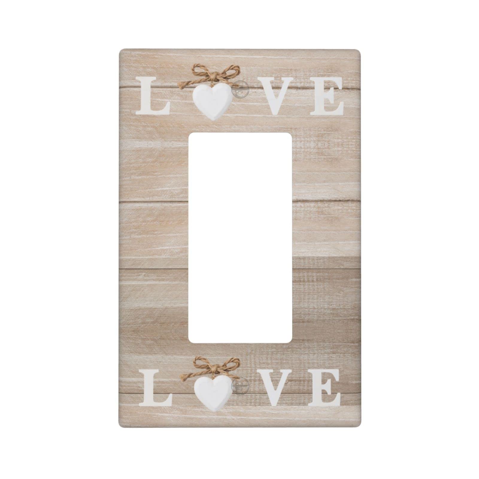 Rustic Farmhouse Beige Wood Barn Door Light Switch Cover - Decorative Plastic Wall Plate for Home Decor (Single Gang Rocker) - Perfect for Living Room, Bedroom, Kitchen & Office Decor