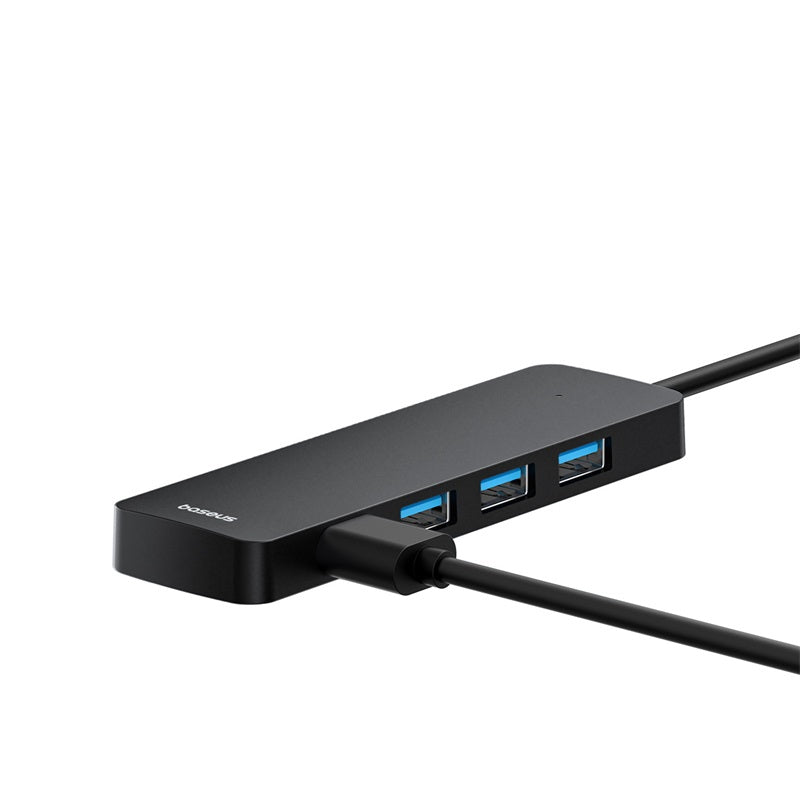 Baseus UltraJoy Series 4-Port USB 3.0 Hub Adapter - 5Gbps High Speed, 100cm Cable, Black - Perfect for Laptop, PC, Gaming & Office Workstations