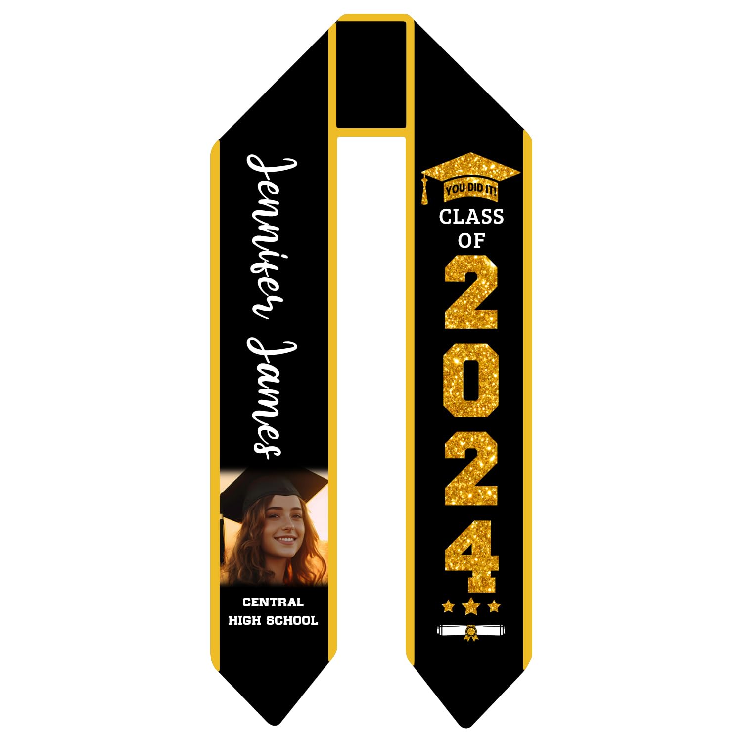 Personalized Graduation Stole for Class of 2024 - Custom High School & College Sash with Name/Year - Perfect Graduation Gift for Ceremony, Photos & Keepsake