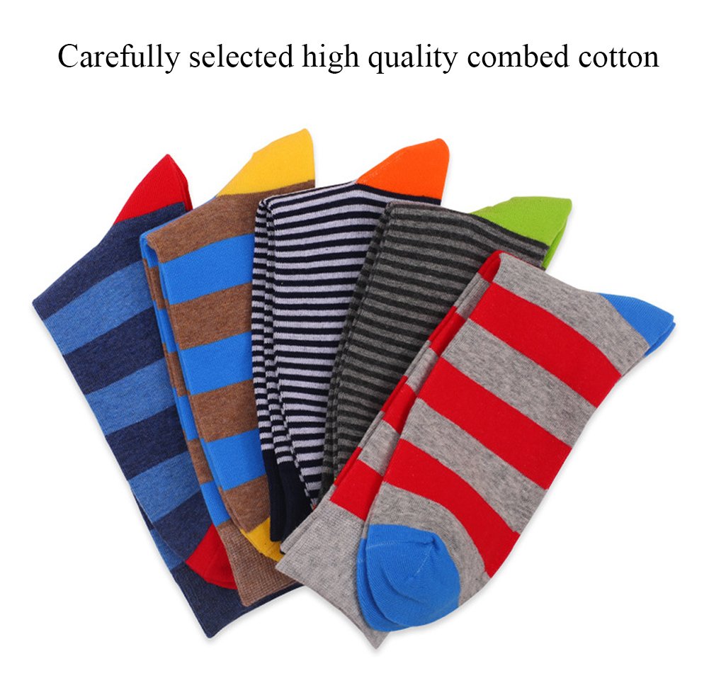 DRASEX Men's Dress Socks - Colorful Crew Socks for Business & Casual Wear - Soft Cotton with Fun Patterns - Perfect for Office, Parties & Everyday Comfort