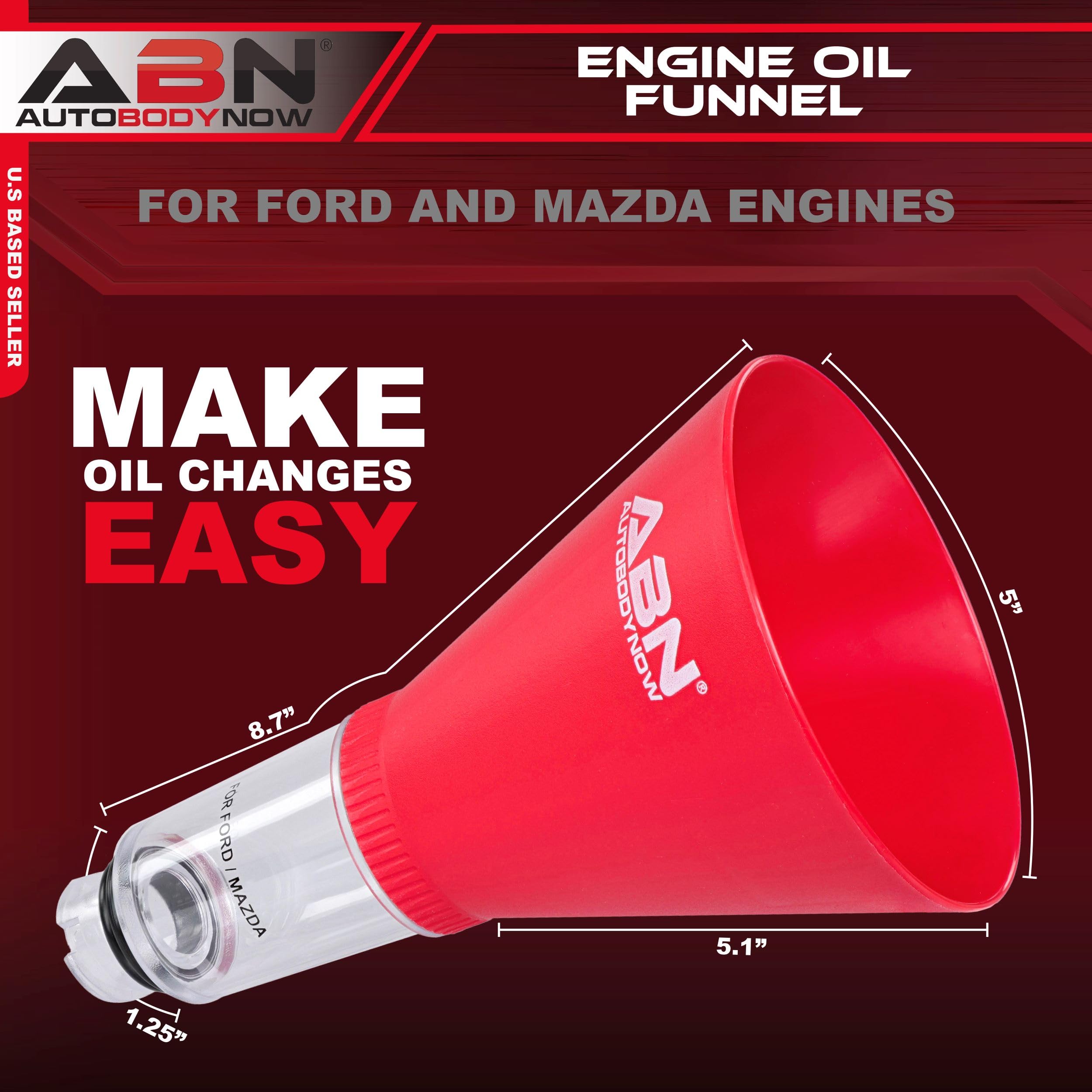 ABN Automotive Oil Funnel - No Spill Engine Oil Change Funnel Compatible with Ford, Mazda, Toyota & More | Perfect for DIY Car Maintenance & Quick Oil Changes