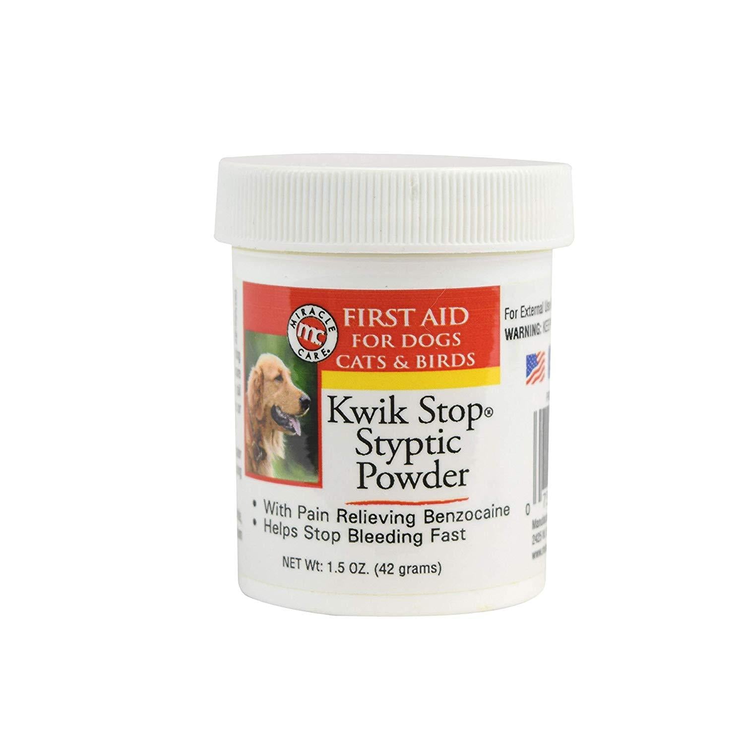 Kwik Stop Styptic Powder for Dogs & Cats - Fast Bleeding Control for Nail Trims & Minor Cuts - Essential Pet First Aid Kit Supply