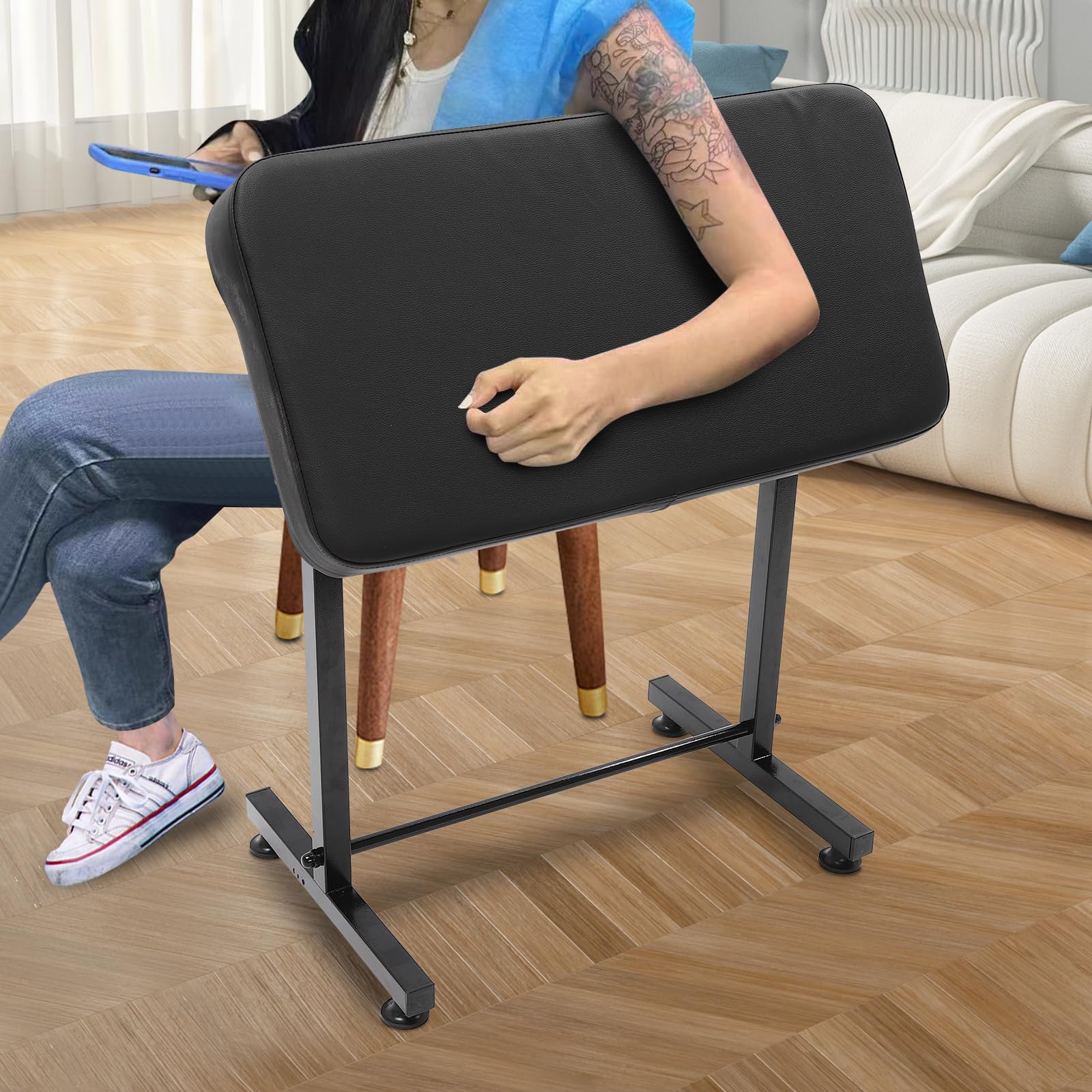 Adjustable Height Tattoo Armrest Stand with Soft Pad - Portable Tattoo Hand Holder & Legrest Bracket for Professional Tattoo Studio Equipment | Perfect for Tattoo Artists, Home Studios & Mobile Tattoo Services (Style 2)