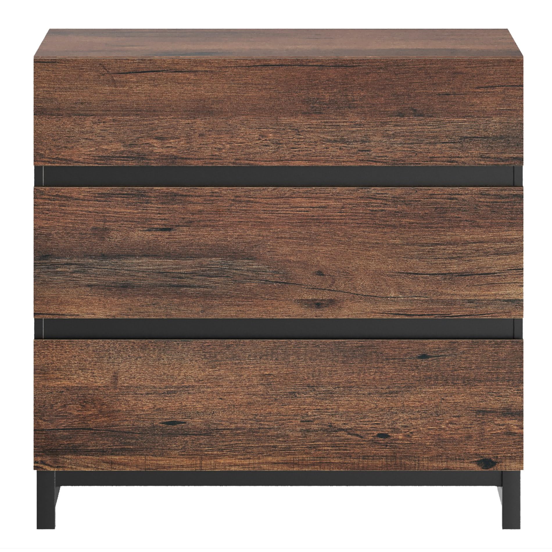 WAMPAT 42 Inch Modern TV Stand with 3 Drawers & Metal Base - Entertainment Center TV Console for Living Room & Bedroom - Brown Wood Media Cabinet for Flat Screen TVs - Perfect for Small Spaces & Apartment Decor