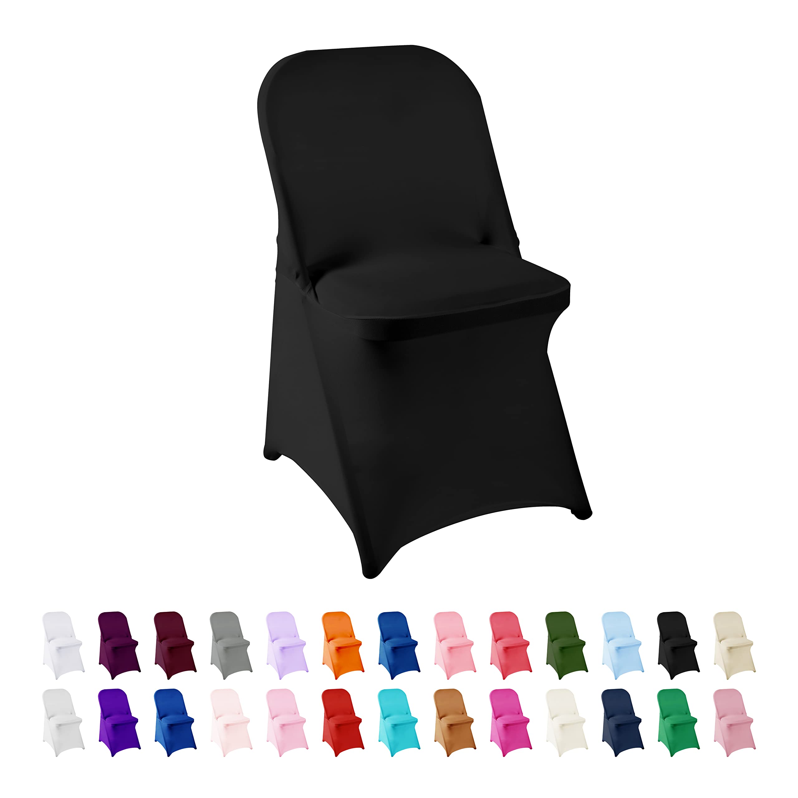 50PCS Stretch Spandex Chair Covers - Washable Removable Elastic Dining Chair Slipcovers for Living Room, Folding Chairs - Perfect for Parties, Weddings, Banquets & Hotel Events (Black)
