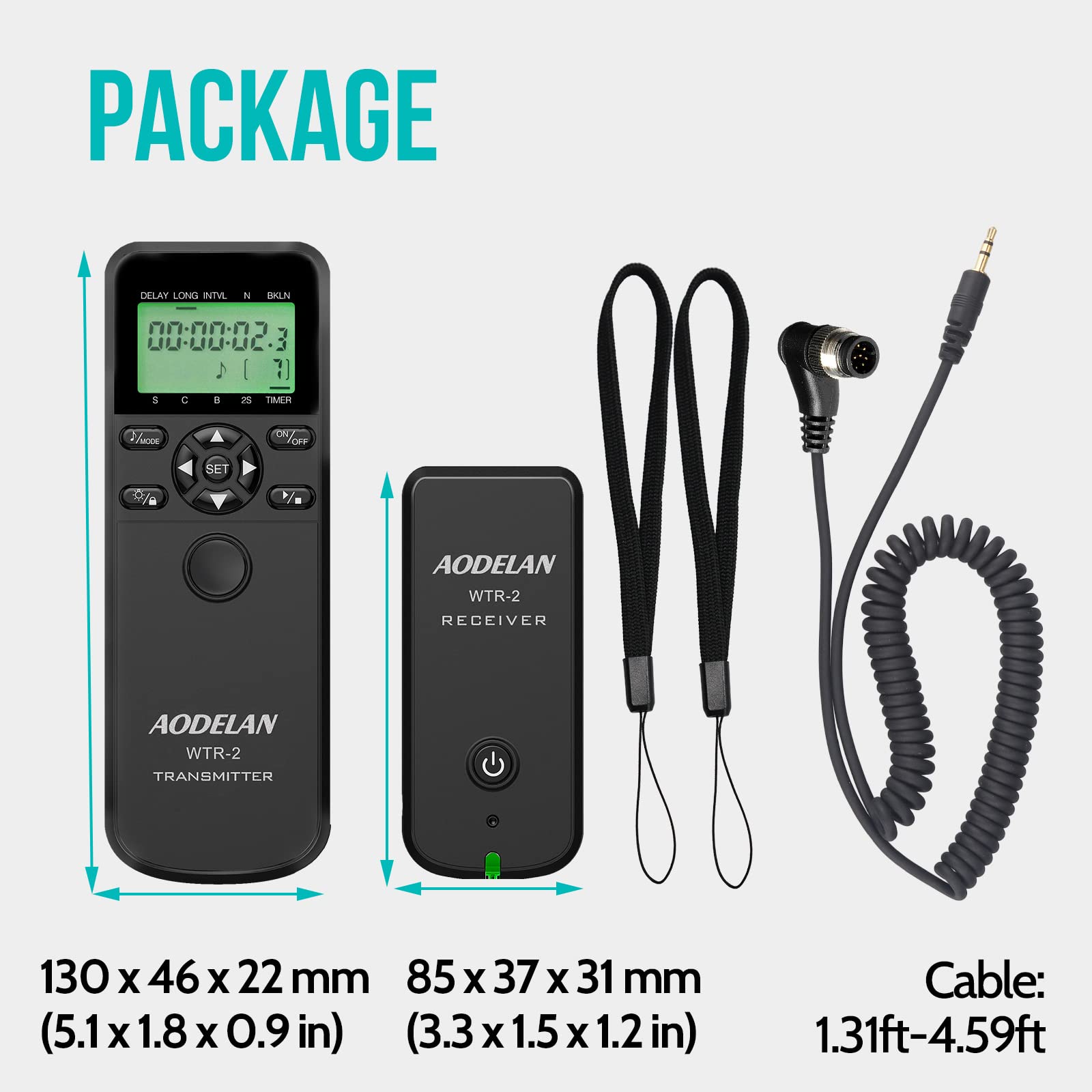 Wireless Shutter Remote Control Timer for Nikon D3 D4 D5 D6 D800 D850 DSLR Cameras - Intervalometer Replacement for Nikon MC-30A - Perfect for Time-Lapse Photography, Group Shots & Hands-Free Shooting
