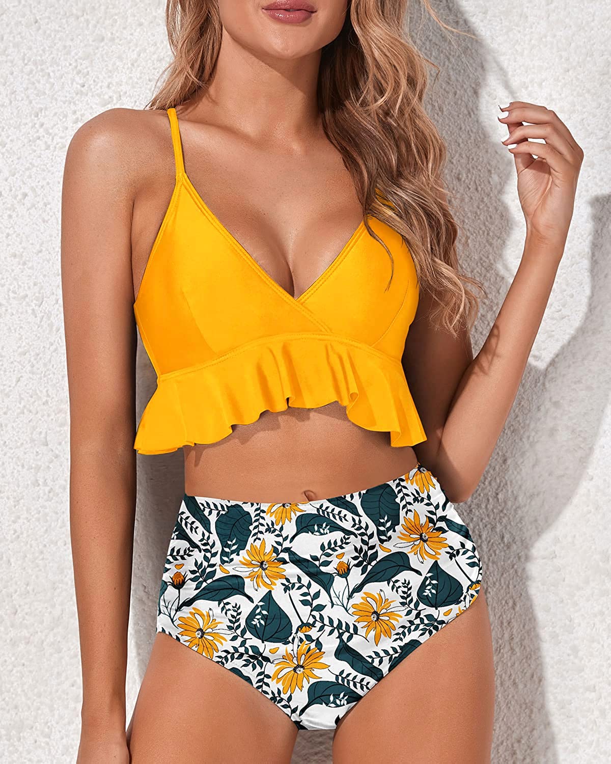 Tempt Me Women's High Waisted Bikini Set - Ruffle Flounce Two Piece Swimsuits with Tummy Control | Perfect for Beach Vacations, Pool Parties & Summer Getaways