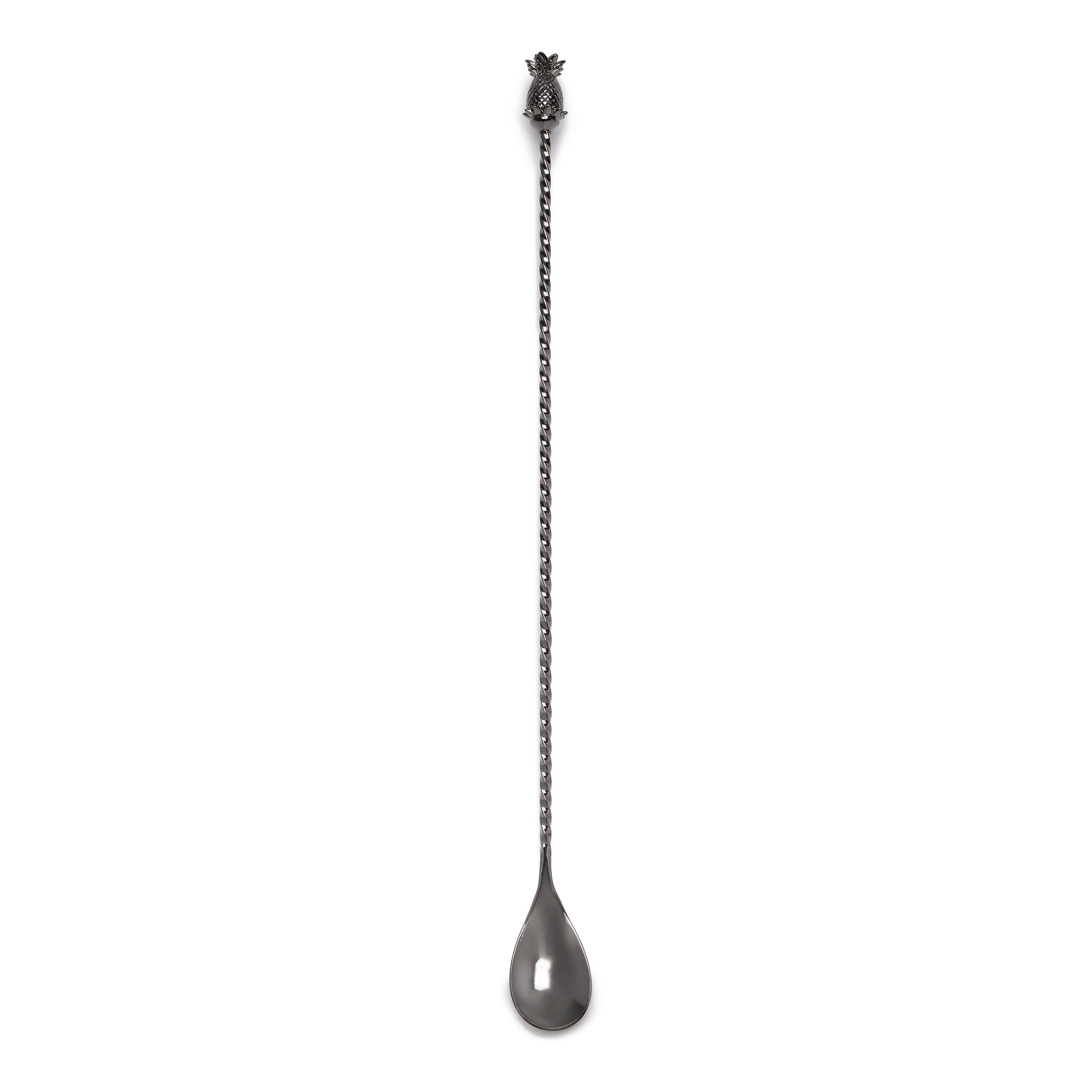 BULU™ Pineapple Bar Spoon - Gunmetal Black - 33.5cm (12.6 Inch) Cocktail Mixing Tool for Bartenders, Home Bars & Professional Use - Perfect for Stirring Mojitos, Martinis & Craft Cocktails