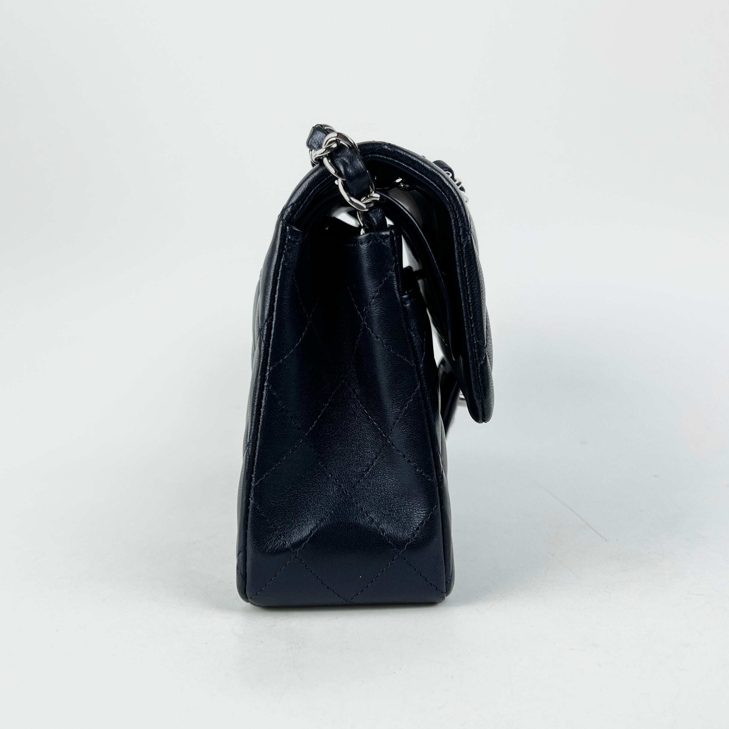Chanel Small Double Classic Flap Bag in Metallic Navy Blue - Luxury Crossbody Purse for Women, Perfect for Evening Events & Date Nights