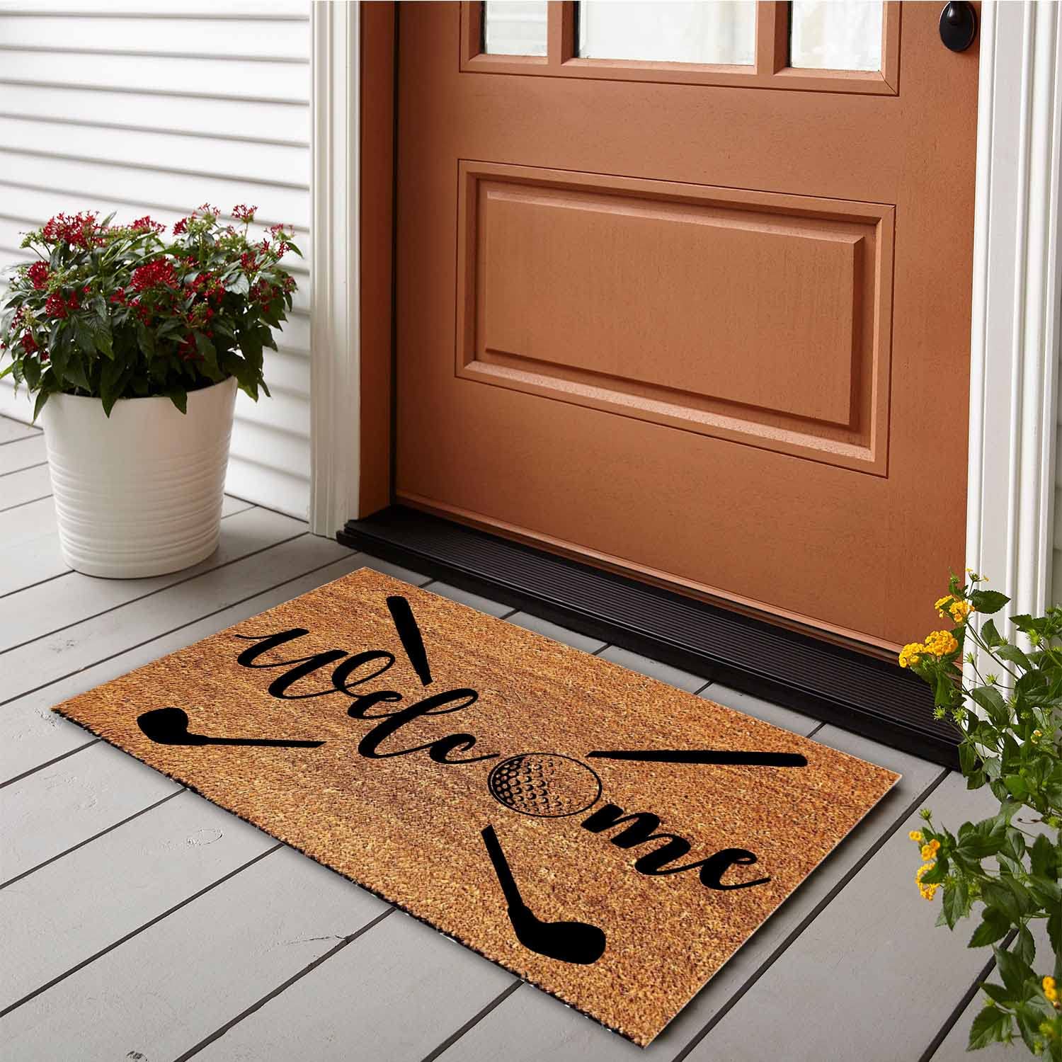 Funny Golf Welcome Doormat - Non-Slip Coconut Coir Entry Rug 23.6