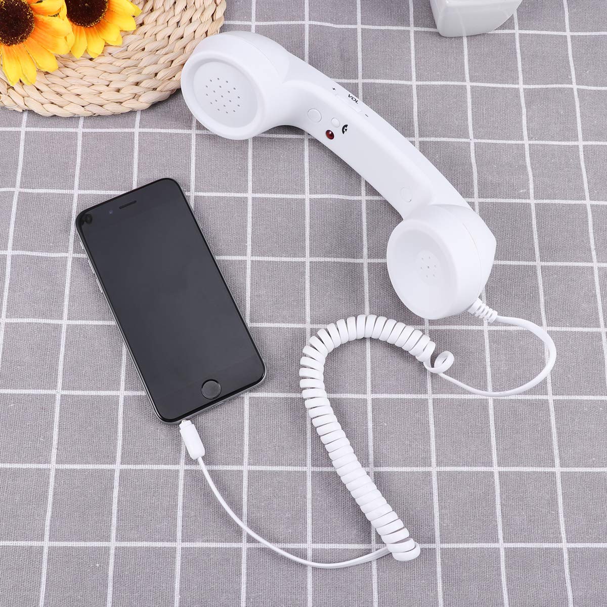 Vintage Retro Telephone Handset with 3.5mm Jack - Universal Cell Phone Receiver for iPhone & Android - Perfect for Hands-Free Calling, Gaming, and Online Meetings