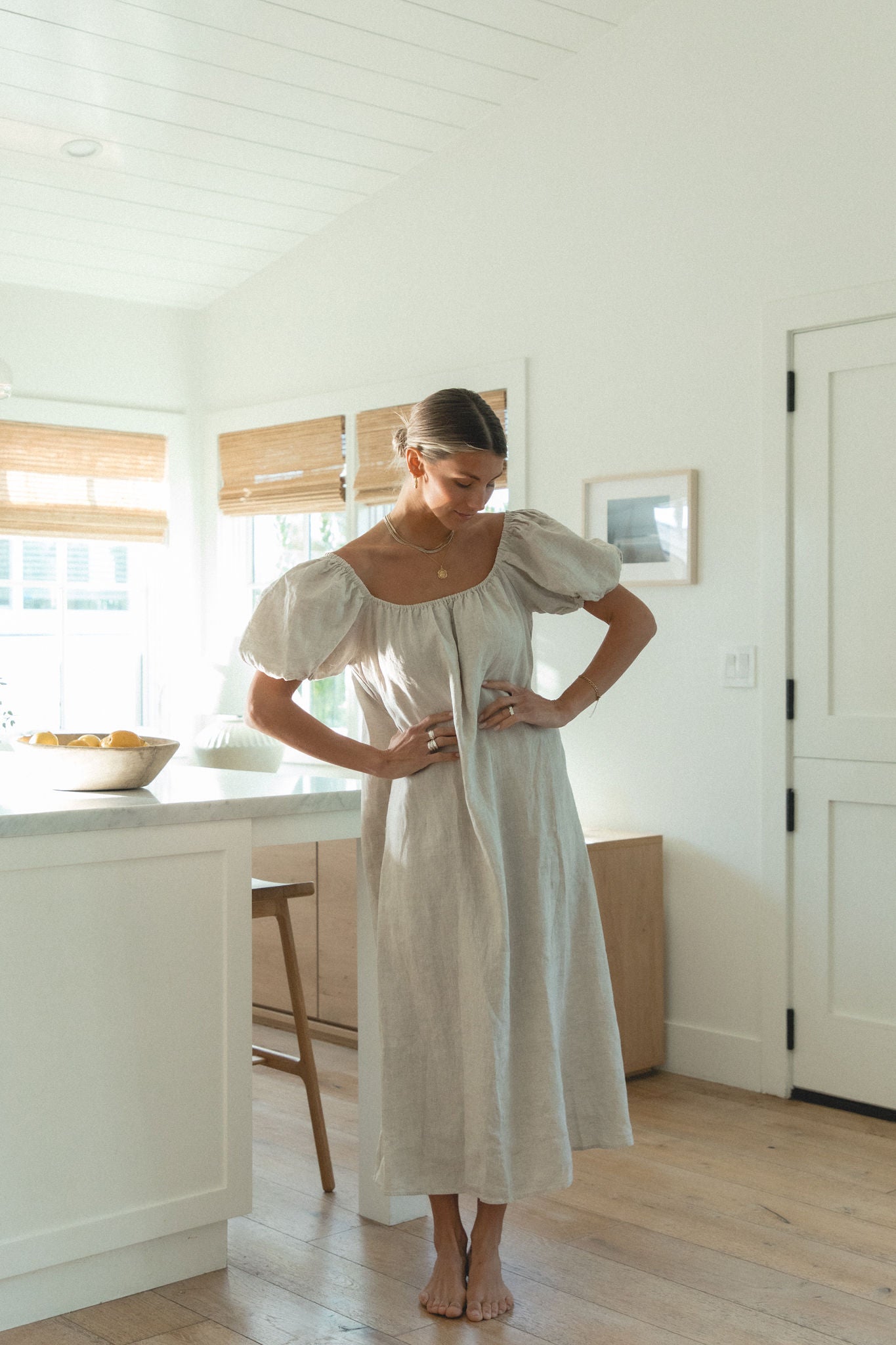 Stylish Cinque Sleeve Midi Linen Dress for Women | Summer Boho Chic Outfit | Perfect for Beach, Vacation & Casual Wear