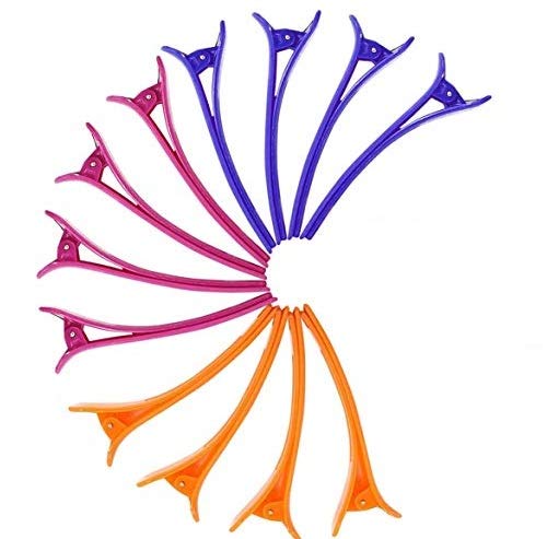 12-Piece Multicolor Glan Section Clips for Women & Girls - Professional Salon Hair Styling Accessories - Perfect for Braiding, Coloring, and Hairdressing
