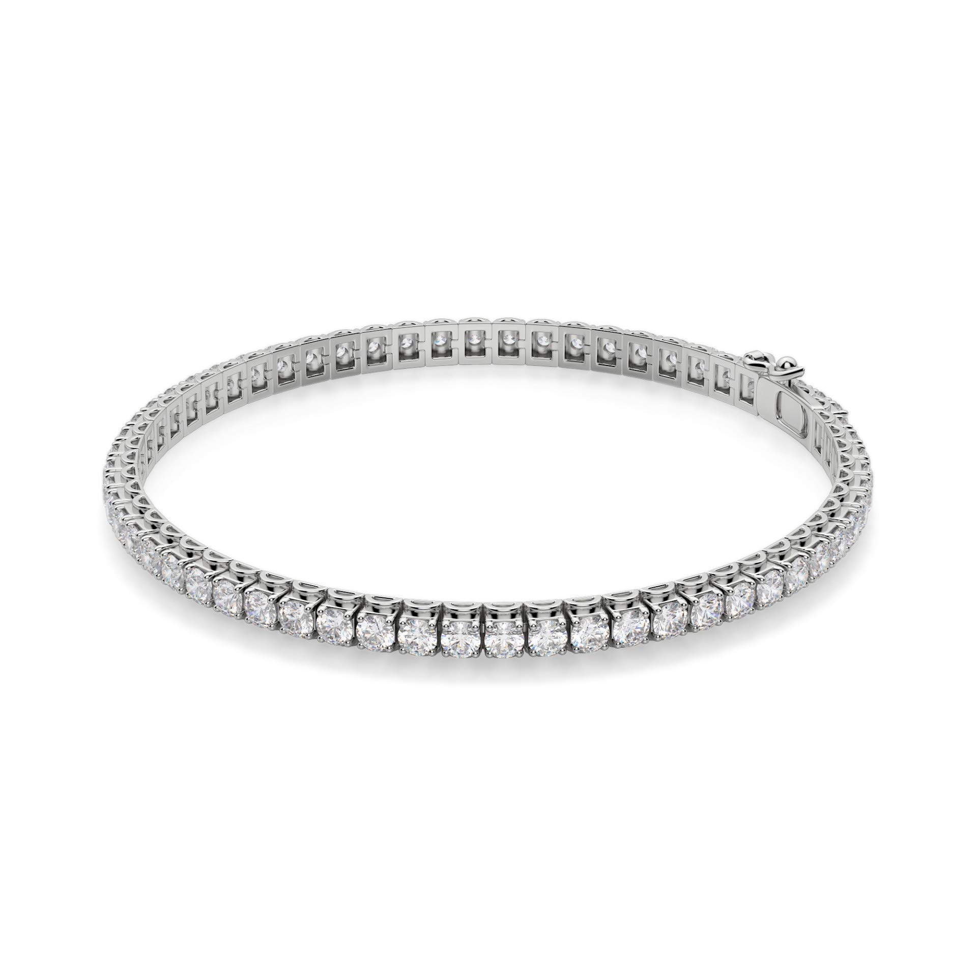 ERAA Round Colorless Moissanite Tennis Bracelet for Women - Adjustable Wedding, Bridal, Anniversary & Engagement Jewelry Gift in Silver & Gold - Perfect for Weddings, Date Nights & Special Occasions