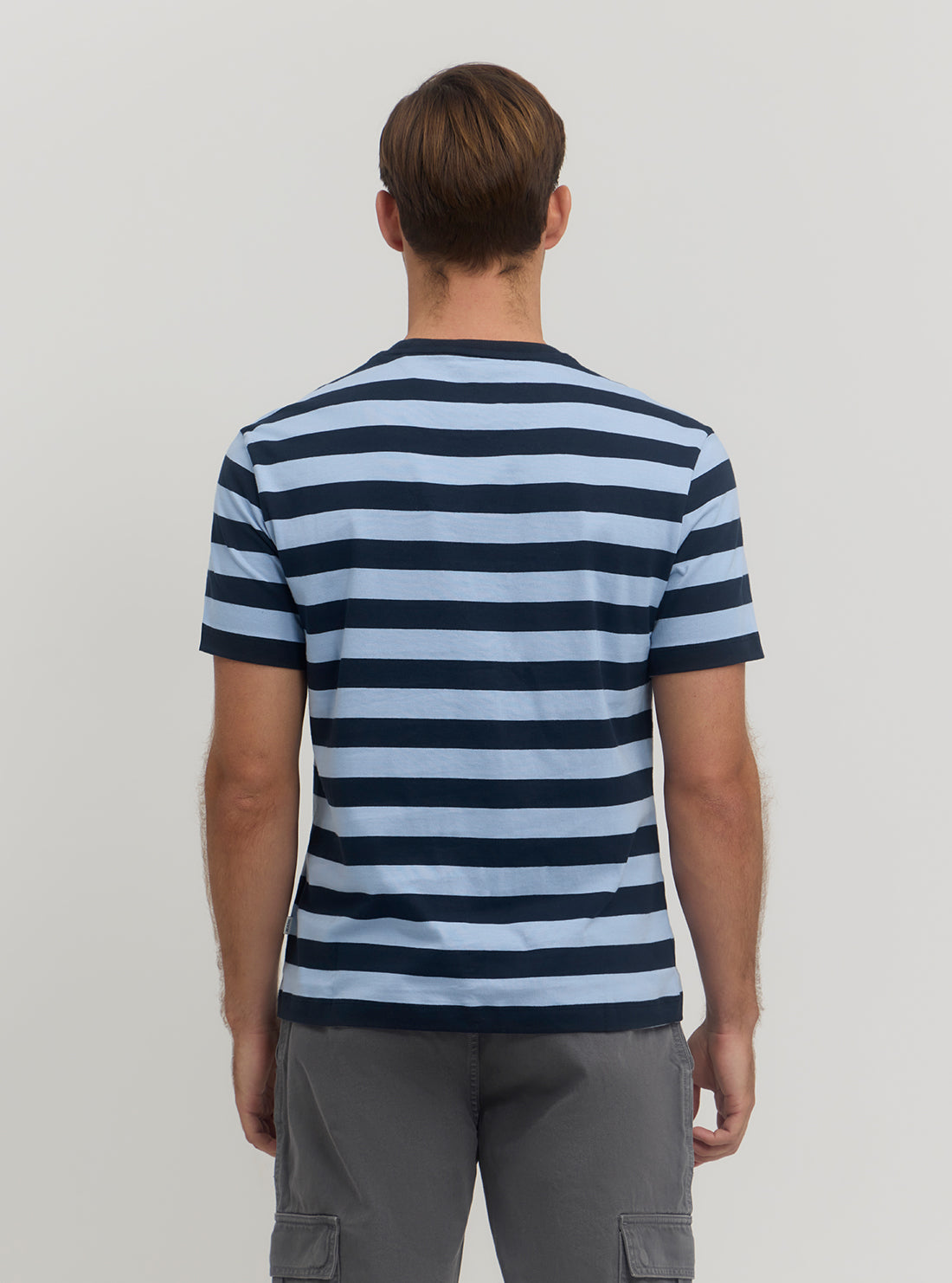 Guess Women's Blue Striped T-Shirt - Casual Short Sleeve Cotton Top for Everyday Wear | Perfect for Outings, Shopping & Weekend Relaxation