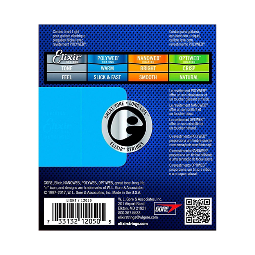 Elixir Electric Guitar Strings with POLYWEB Coating - Light Gauge (.010-.046) - Long-Lasting Tone & Smooth Feel for Rock, Blues & Studio Recording