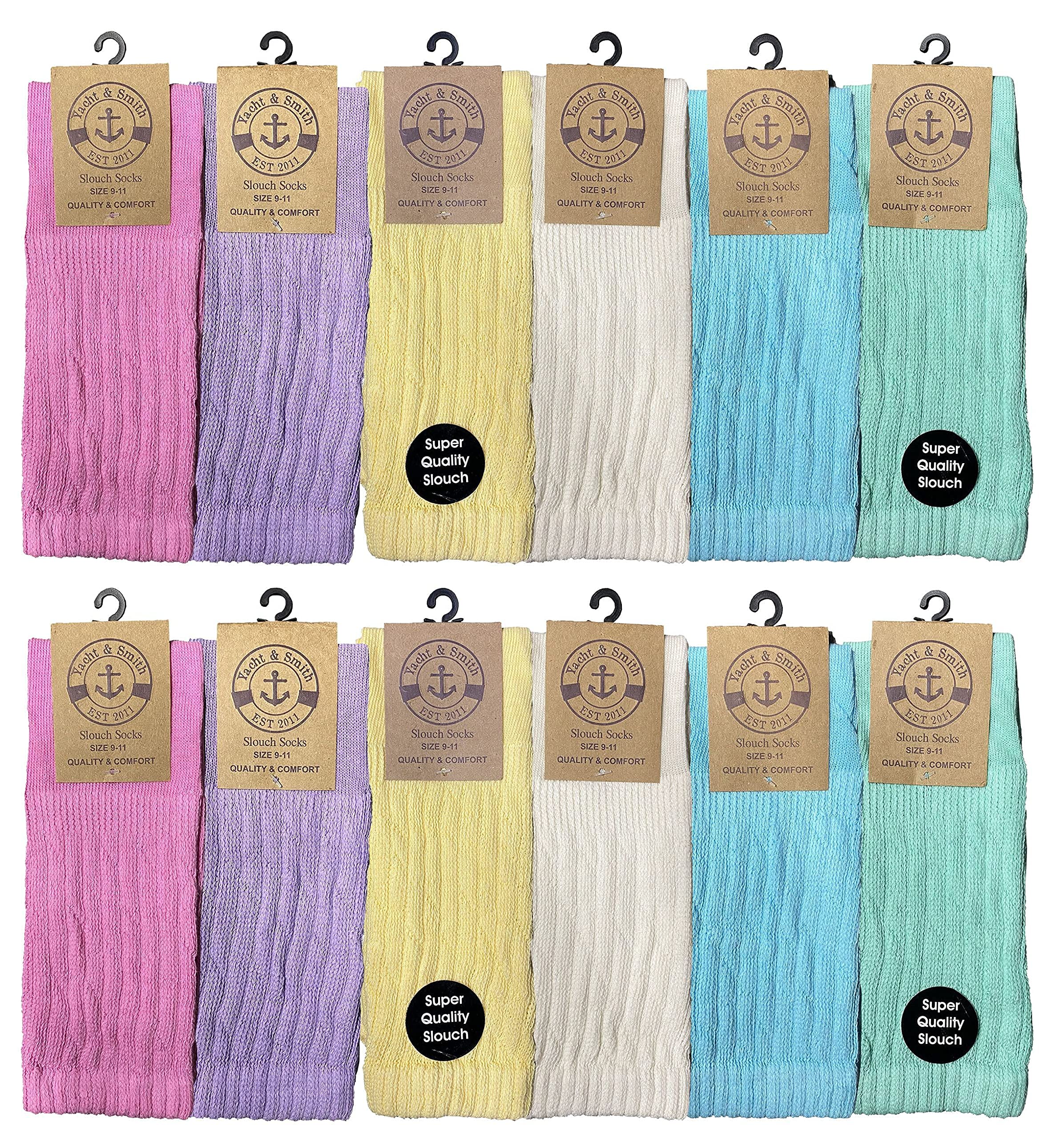Yacht & Smith 60 Pack Women's Cotton Slouch Socks - Soft Knee High Boot Socks for Women | Perfect for Winter, Boots & Casual Outfits