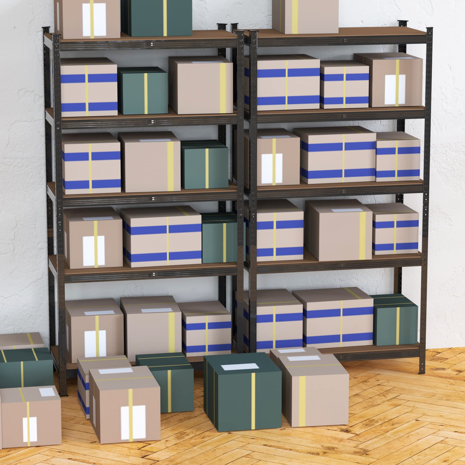 5 Tier Heavy Duty Metal Storage Shelves - Adjustable Height Garage & Pantry Organizer, 180CM Tall Industrial Shelving Unit for Home, Warehouse & Office Storage Solutions
