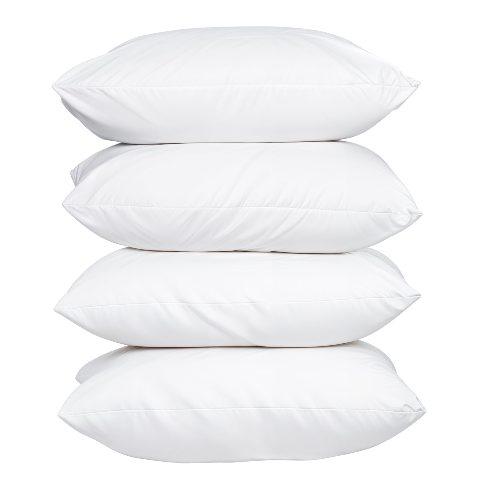 100% Cotton Pillow Cover with 800g Poly Fill - Hypoallergenic, Antibacterial & Cooling Technology - Set of 4 - Perfect for Bedroom, Guest Room & Travel Use