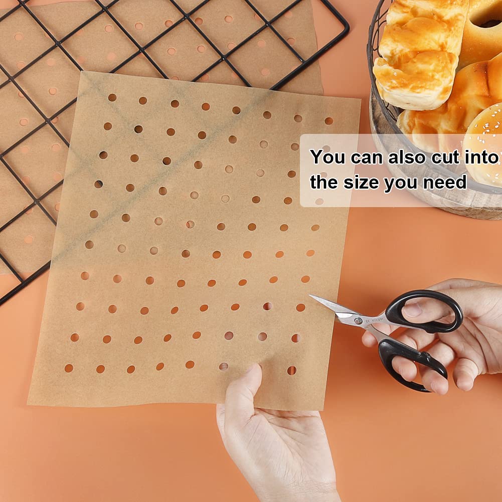 BYKITCHEN 9x11 Inch Unbleached Air Fryer Oven Parchment Paper Liners - 100 Pack | Compatible with Cuisinart, Breville, Emeril Lagasse Toaster Ovens | Non-Stick Baking Sheets for Healthy Cooking, Roasting & Reheating Food