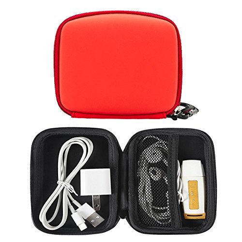Durable Hard Earphone Case - Portable Travel Storage Bag for Wired Headphones, Earbuds & MP3 Accessories (Red) - Perfect for Travel, Commuting & Gym Use