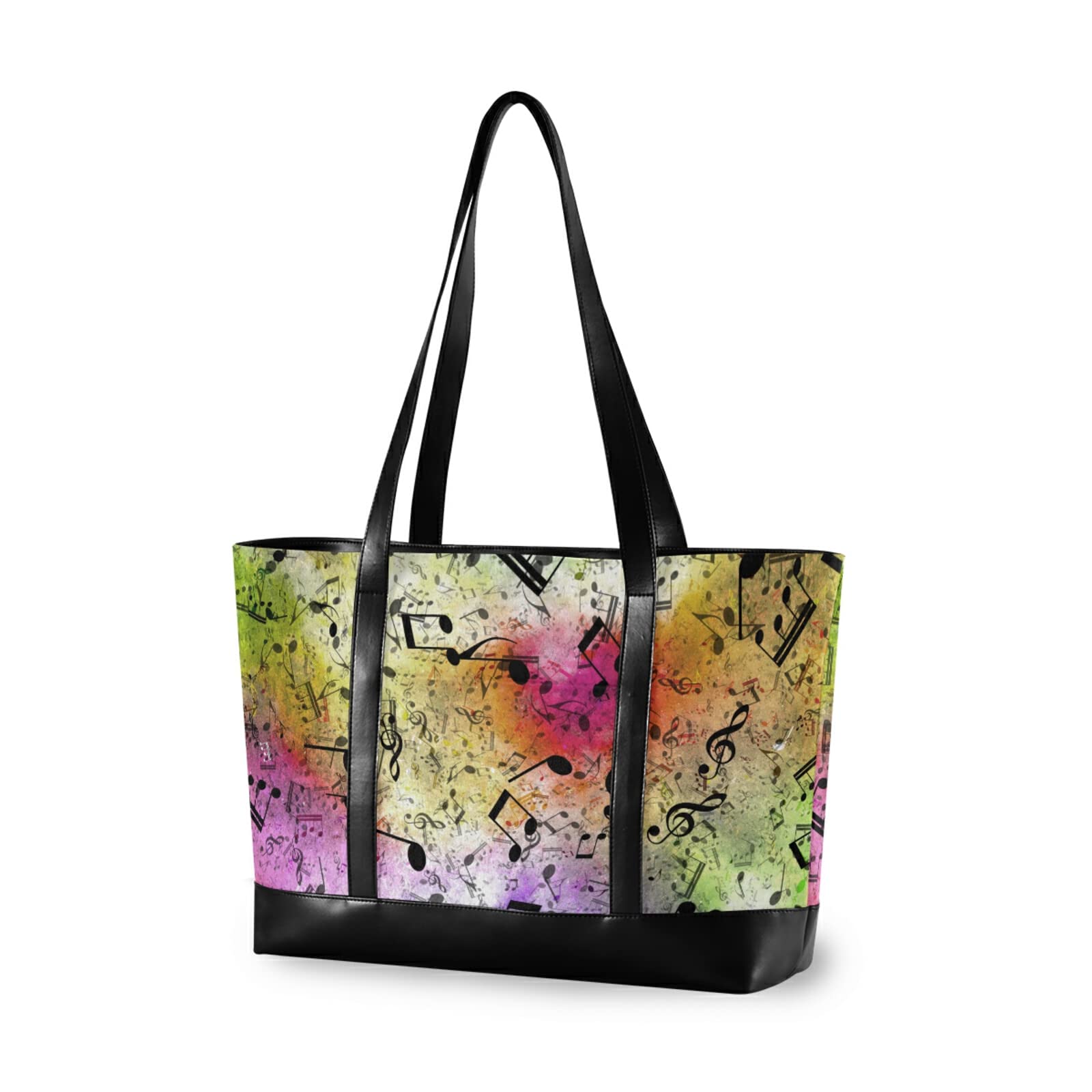Stylish Women's Tote Bag with Laptop Compartment - 15.6 Inch Vintage Music Note Design Shoulder Purse for Work, Teacher, Office & Travel | Perfect Organizer Bag for Professionals, Commuters and Daily Use