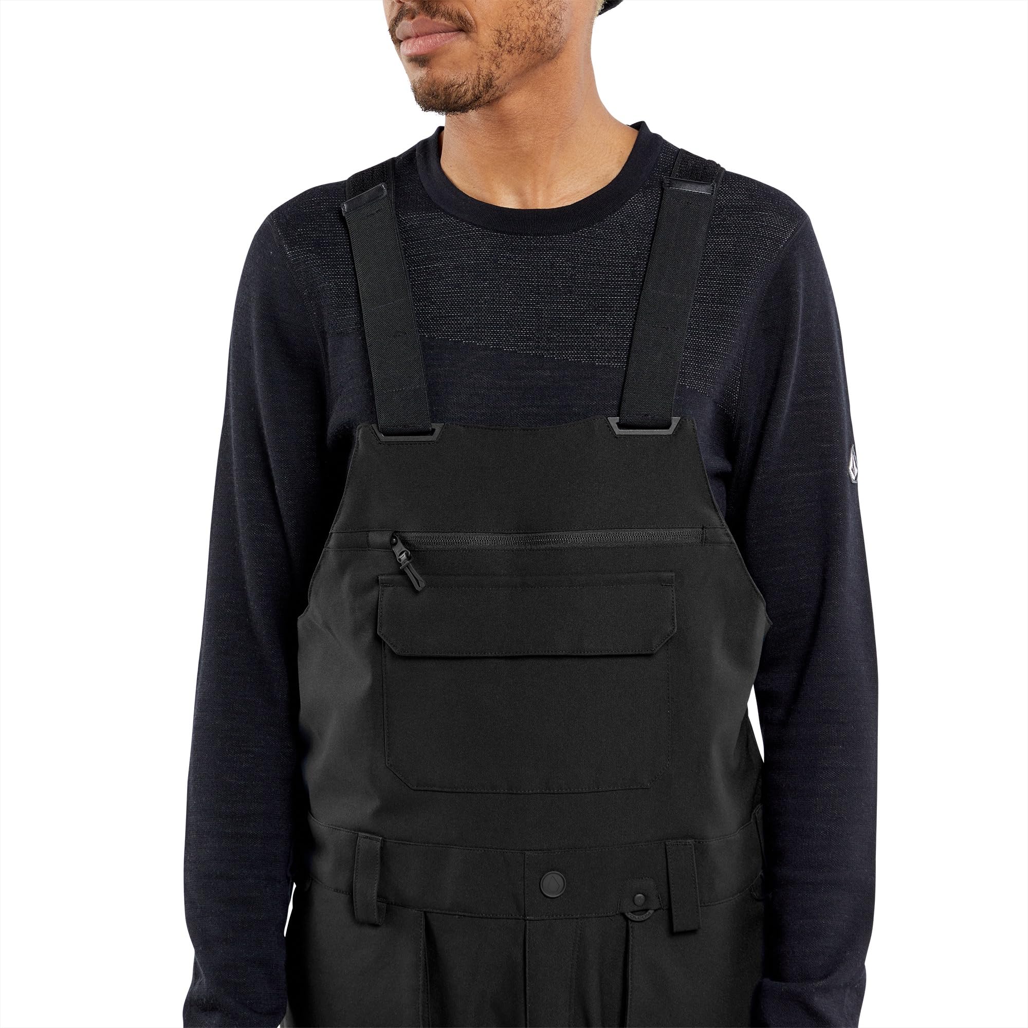 Volcom Men's Roan Bib Overalls - Black, Small Size | Durable Denim Workwear for Outdoor Activities & Casual Style