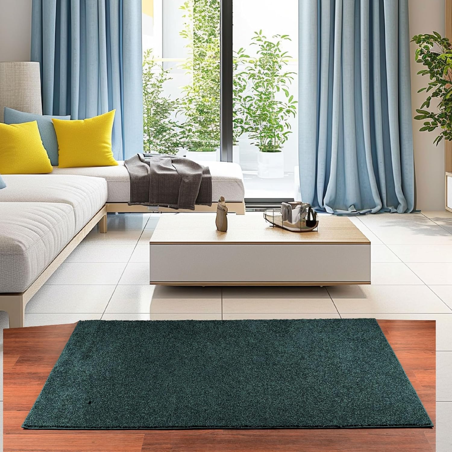 Ambiant Broadway Collection Pet Friendly Area Rug - Forest Green 42'' x 84'' Half Round Indoor Stain Resistant Rug for Living Room, Bedroom, Dining Room | Kids & Pet Safe | Wedding Gift Idea | Perfect for Home Decor and Family Gatherings