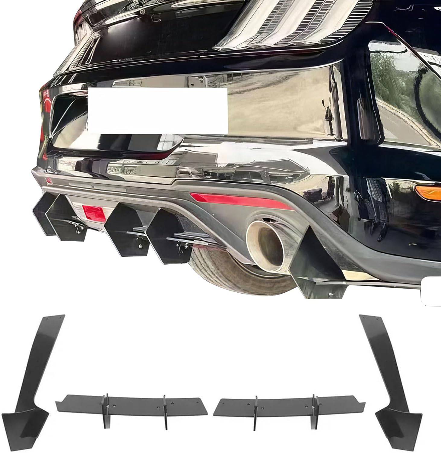 2018-2021 Ford Mustang EcoBoost Gloss Black ABS Rear Bumper Diffuser - Aerodynamic Upgrade for Enhanced Performance & Style - Perfect for Street Racing & Car Shows