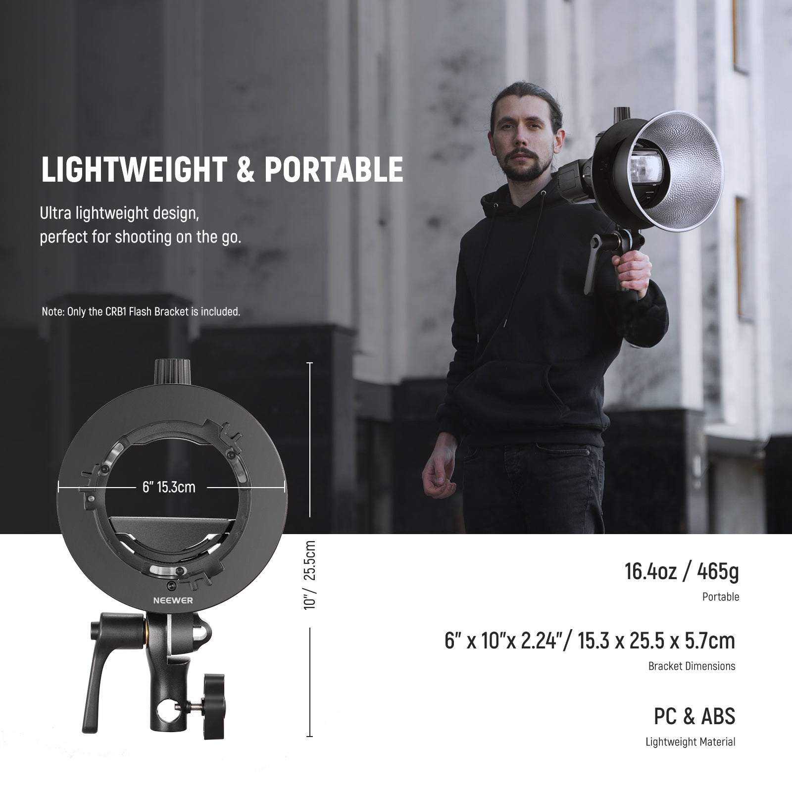 NEEWER CRB1 S-Type Bowens Mount Bracket Holder for Round & Square Flash Heads - Perfect for Studio Photography & On-Location Lighting Setups