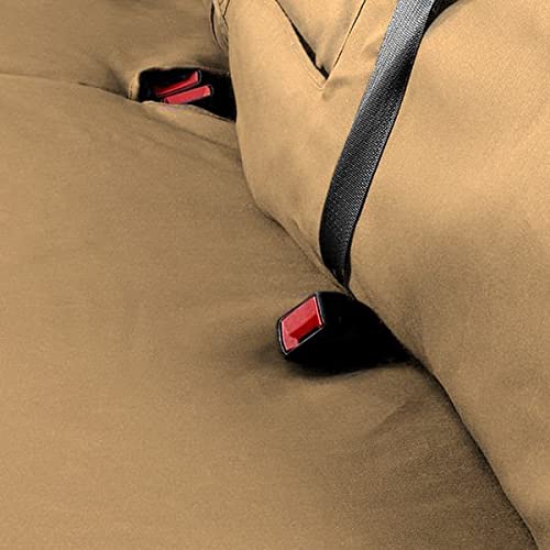Covercraft Custom-Fit Front Bench SeatSaver Seat Covers - Premium Polycotton Fabric in Tan Color | Perfect for Trucks, SUVs & Cars | Protects Seats from Wear, Spills & Pets