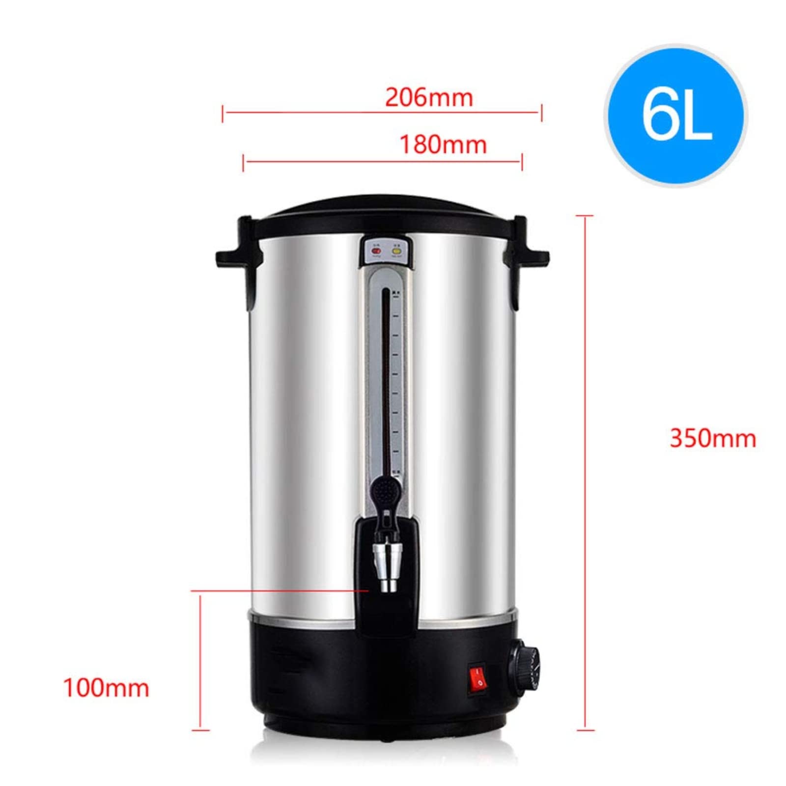 Commercial Electric Hot Water Boiler & Warmer - 6L Stainless Steel Insulated Beverage Dispenser with Spigot for Coffee, Tea, Milk & Juice - Perfect for Home, Office, Cafes & Party Use