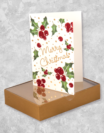 Premium Christmas Berries Holiday Greeting Cards - 15 Count Boxed Set for Festive Wishes | Perfect for Christmas Gifts, Party Invitations & Seasonal Decorations