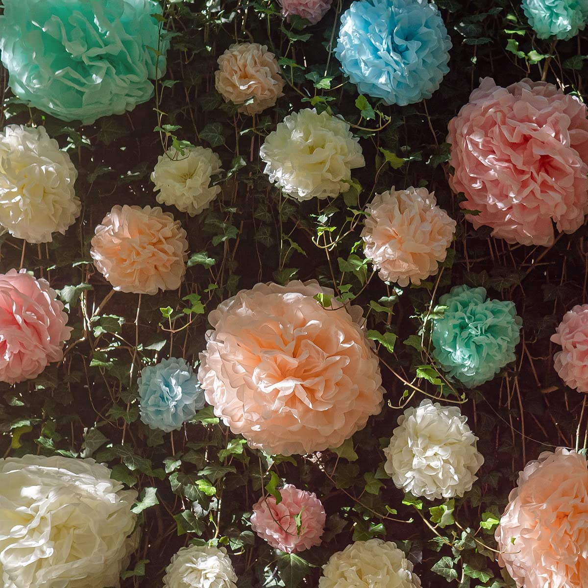 Pastel Tissue Paper Pom Poms - 20pc Rainbow Hanging Paper Flowers for Birthday Party Decorations, Baby Shower, Easter Celebration & Classroom Decor | Perfect for DIY Crafts, Wedding Backdrops and Nursery Room Decor by Avoseta