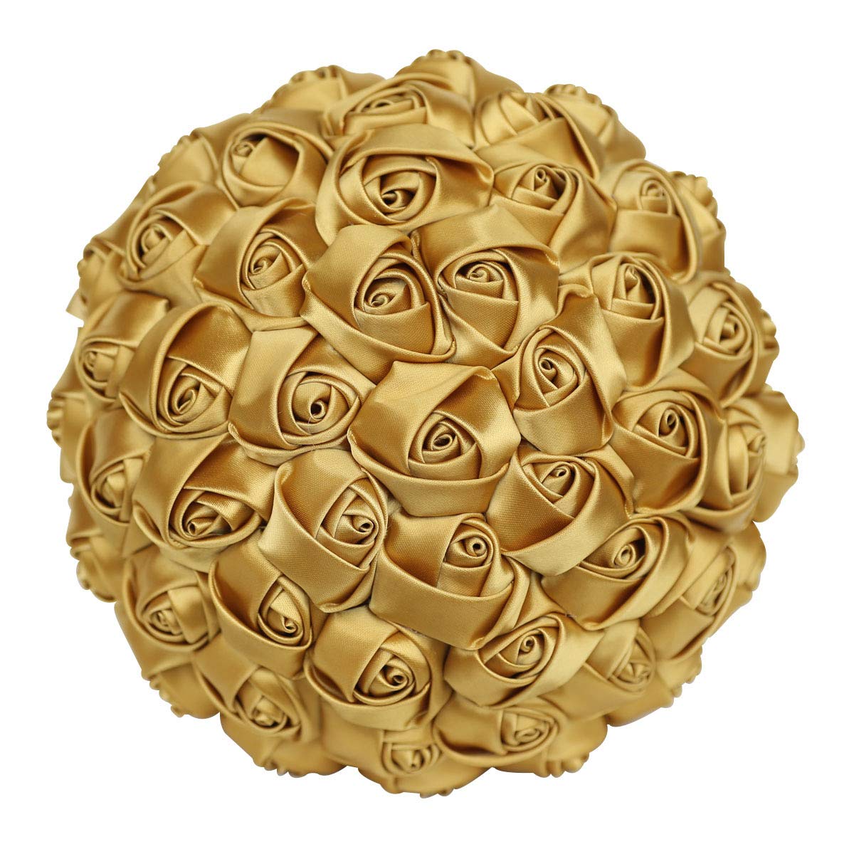 Handmade Artificial Satin Rose Bouquet - Bridal Bouquet for Bride, Bridesmaid Bouquets, Toss Bouquet (Gold) - Perfect for Weddings, Bridal Showers & Special Occasions