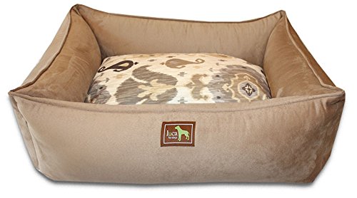 Luca For Dogs Orthopedic Dog Bed with Easy-Wash Removable Cover - Medium 30x23x9 Inches - Camel Heirloom Velvet - Perfect for Living Room, Bedroom & Pet-Friendly Spaces