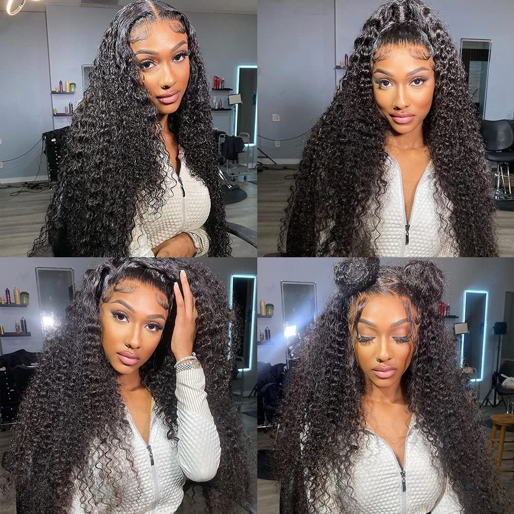 13x4 Deep Wave Lace Front Human Hair Wig for Black Women | Pre-Plucked with Baby Hair | 180 Density Kinky Curly Wet & Wavy Glueless Lace Frontal Wig | Perfect for Daily Wear, Parties & Special Occasions
