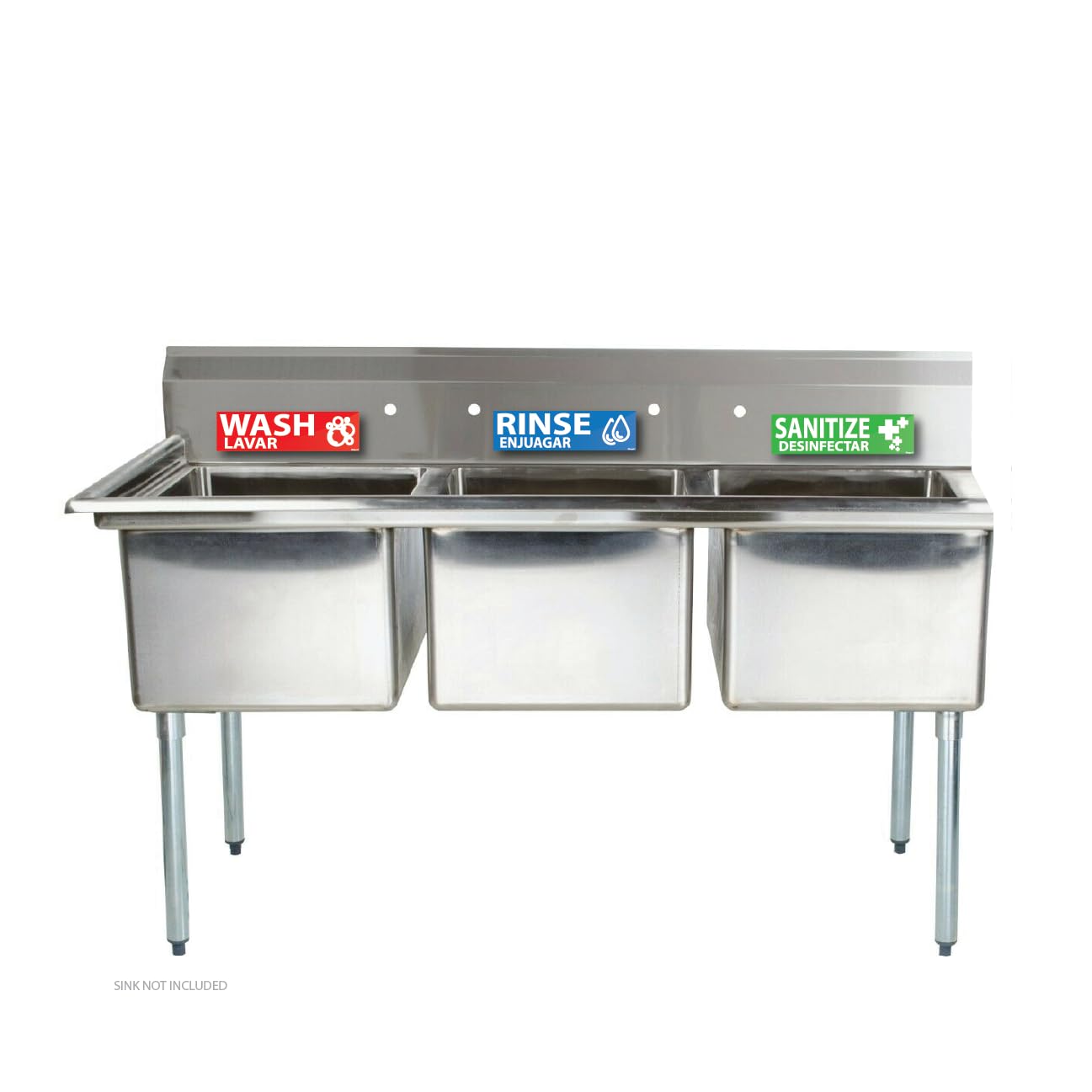 (12 Pack) Wash Rinse Sanitize Sink Labels Stickers - 3 Compartment Sink Signs & Hand Washing Stickers for Restaurants, Commercial Kitchens & Food Service Areas - Durable Adhesive for Employee Hygiene Compliance