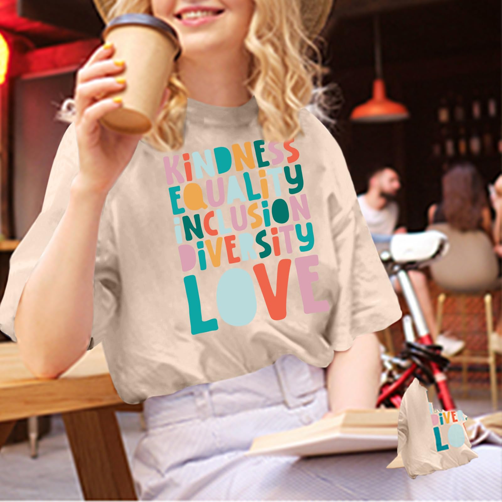 Oversized Kindness Graphic Teacher T-Shirts for Women - Cute Funny Cotton Shirts, Loose Fit Aesthetic School Counselor Tops - Perfect for Classroom, Teacher Appreciation Week & Casual Wear