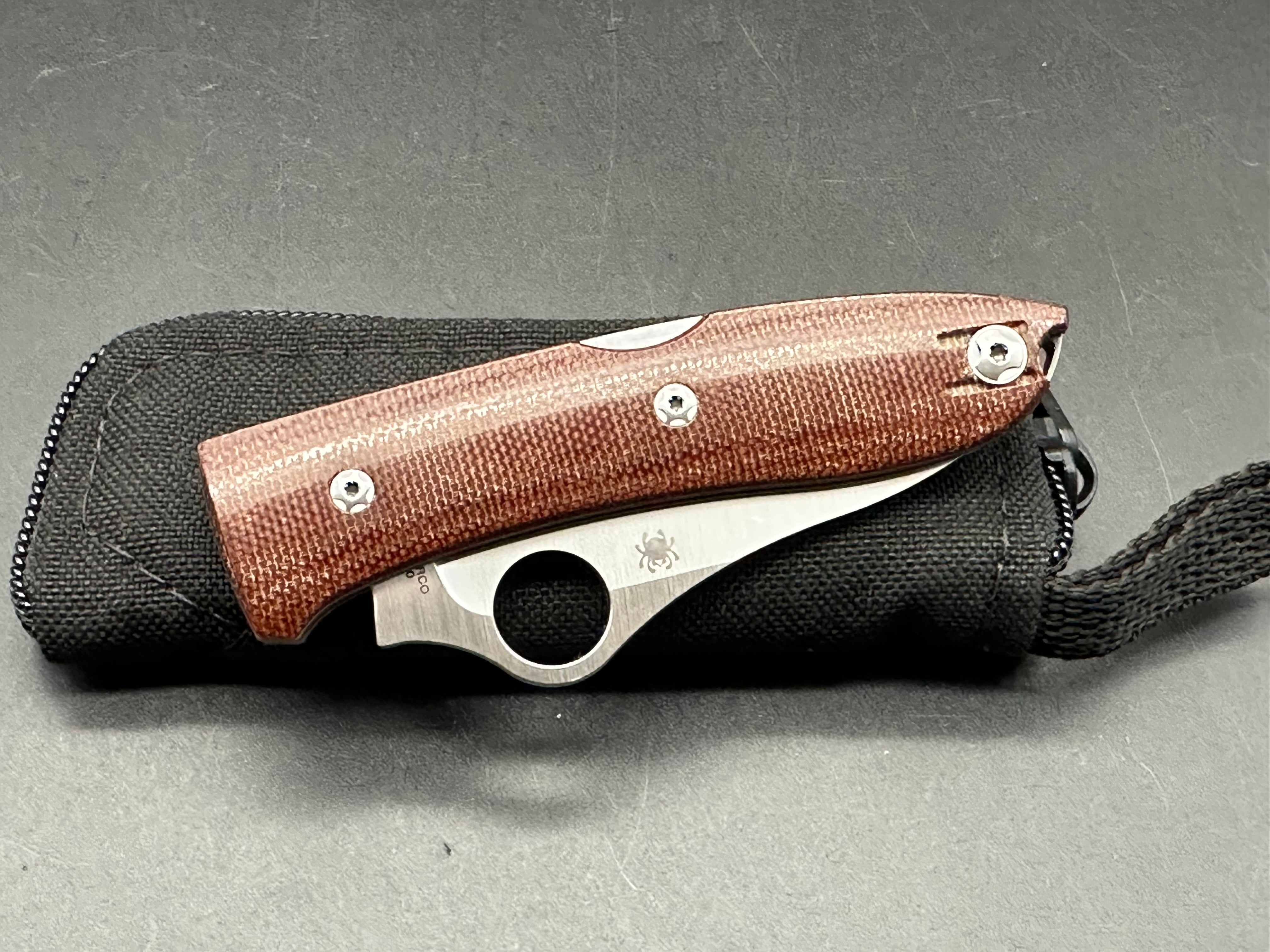 Spyderco SpyOpera Lockback Folding Knife with Brown Canvas Micarta Handle - EDC, Outdoor, Camping & Survival Tool