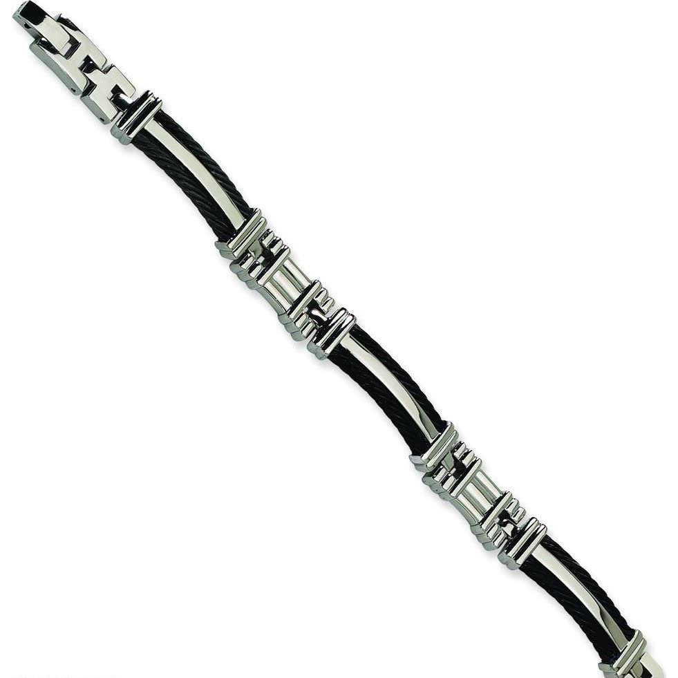 FindingKing Titanium Black Plated Men's Designer Bracelet 8.5